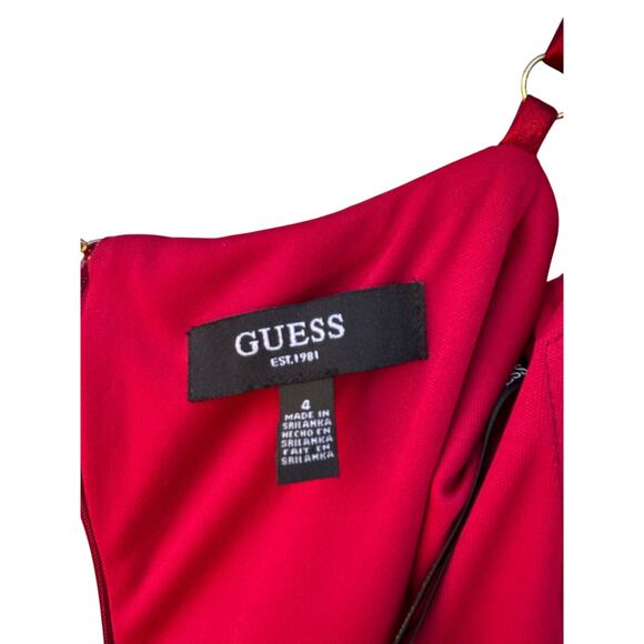 Guess Red Metallic Foil Dress Size 4 Prom Cocktail Strappy NWT $128 - Picture 6 of 11